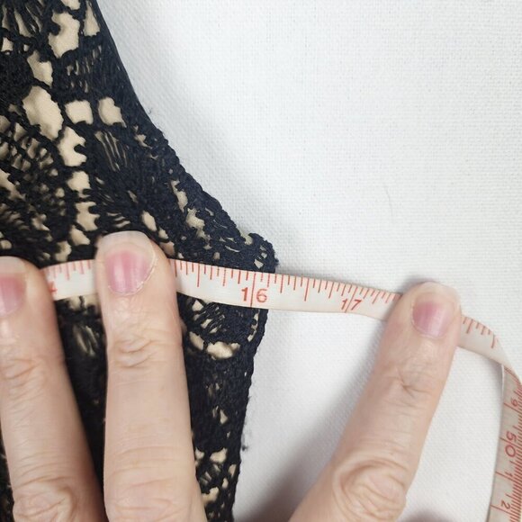 Elie Tahari Lace Overlay Asymmetrical Hem Midi Dress 4 - Picture 7 of 8